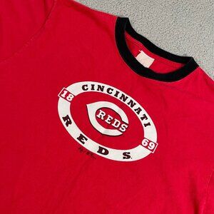 Cincinnati Reds Shirt Men L Red Short Sleeve Y2K ringer Tee